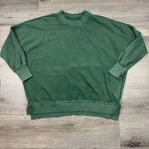 Aerie Crew Neck Sweatshirt Women’s Size Small Hunter Green Oversized Cozy